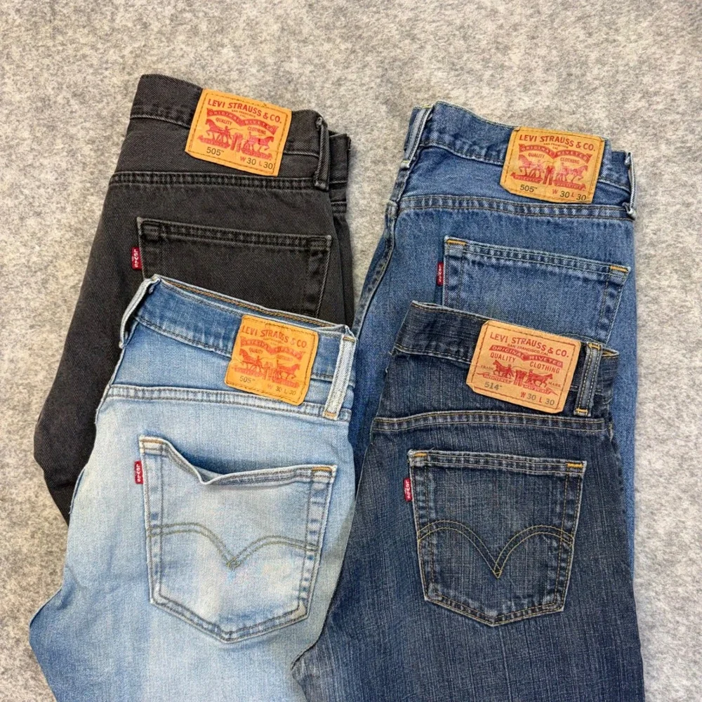 Lot of 4 Levi's 505 514 Jeans Men's 30x30 Black Blue Denim Work Pants Bundle